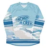 Anchor & Crew Blue Cloud Thoughts Pattern Recycled Fabric Hockey Jersey - Women In Blue