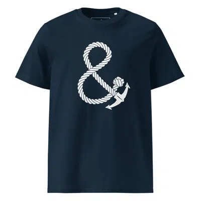 Anchor & Crew Blue French Navy Oversized Ampersand Signature Organic Cotton T-shirt - Women