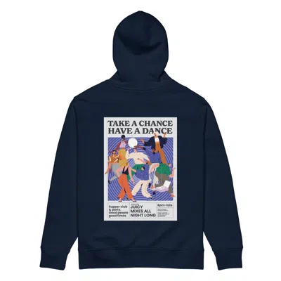 Anchor & Crew Blue French Navy Take A Chance Have A Dance Disco! Organic Cotton Embroidered Heavyweight Hoodie - M