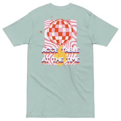 Anchor & Crew Blue / Green Agave Acceptable At The Time Disco! Cotton Embroidered Oversized T-shirt - Men