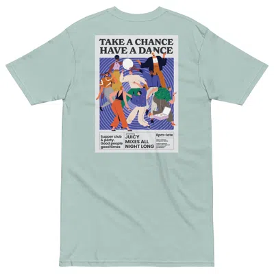 Anchor & Crew Blue / Green Agave Take A Chance Have A Dance Disco! Oversized Cotton Embroidered T-shirt - Men