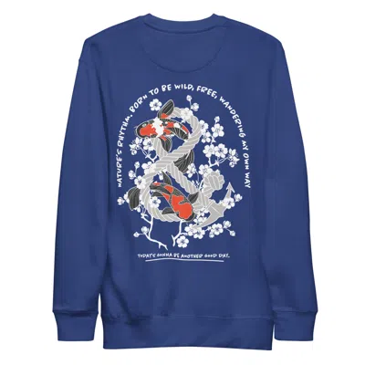 Anchor & Crew Blue Team Royal Koi Fish Another Good Day Cotton Blend Sweatshirt - Women
