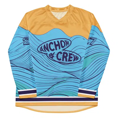 Anchor & Crew Blue / Yellow / Orange Deep Waves Pattern Recycled Fabric Hockey Jersey - Women In Blue/yellow/orange