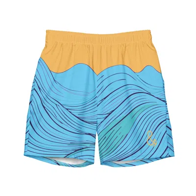 Anchor & Crew Blue / Yellow / Orange Deep Waves Pattern Recycled Fabric Swim Shorts - Men In Blue/yellow/orange