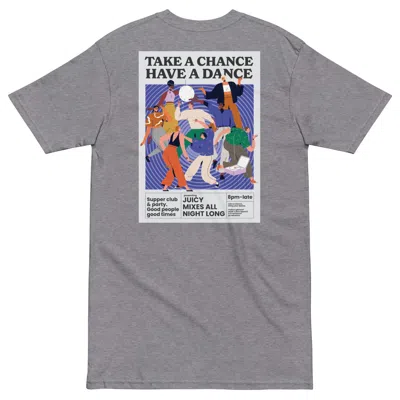 Anchor & Crew Carbon Grey Take A Chance Have A Dance Disco! Oversized Cotton Embroidered T-shirt - Men