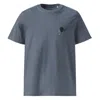 Anchor & Crew Dark Heather Blue Artist Monkey Organic Cotton Embroidered T-shirt - Women In Blue