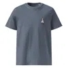 Anchor & Crew Dark Heather Blue Dapper Duck Actual Life Organic Cotton Embroidered T-shirt - Women In Blue