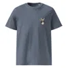 Anchor & Crew Dark Heather Blue Drummer Monkey Organic Cotton Embroidered T-shirt - Women In Blue