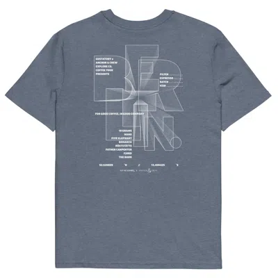 Anchor & Crew Dark Heather Blue Gustatory Berlin Coffee Scene Organic Cotton Embroidered T-shirt - Women