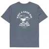 Anchor & Crew Dark Heather Blue Gustatory Have A Good Day Organic Cotton Embroidered T-shirt - Women In Blue