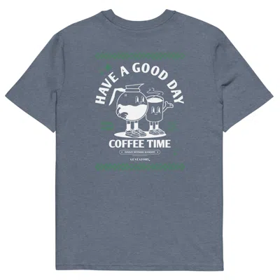 Anchor & Crew Dark Heather Blue Gustatory Have A Good Day Organic Cotton Embroidered T-shirt - Women