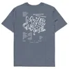 Anchor & Crew Dark Heather Blue Gustatory Melbourne Coffee Scene Organic Cotton Embroidered T-shirt - Women In Blue