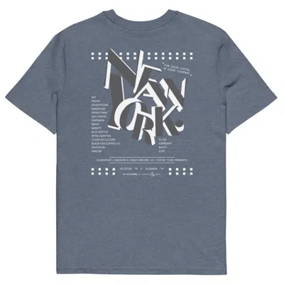 Anchor & Crew Dark Heather Blue Gustatory New York Coffee Scene Organic Cotton Embroidered T-shirt - Men