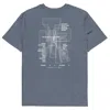 Anchor & Crew Dark Heather Blue Gustatory Tokyo Coffee Scene Organic Cotton Embroidered T-shirt - Men In Blue