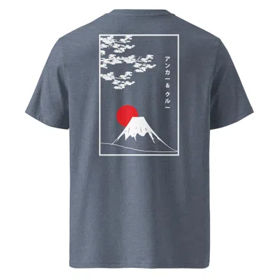 Anchor & Crew Dark Heather Blue Mount Fuji Landmark Organic Cotton T-shirt - Men