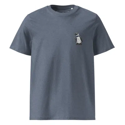 Anchor & Crew Dark Heather Blue Penguin Suit Actual Life Organic Cotton Embroidered T-shirt - Men