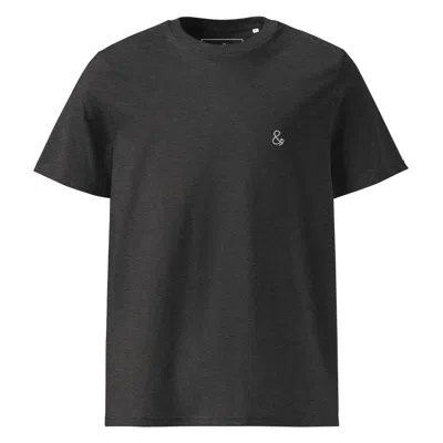 Anchor & Crew Dark Heather Grey Ampersand Signature Organic Cotton Embroidered T-shirt - Men