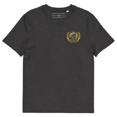 Anchor & Crew Dark Heather Grey Cocodrilo El Clasico Football Organic Cotton Embroidered T-shirt - Men