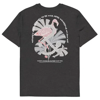Anchor & Crew Dark Heather Grey Flamingo Another Good Day Organic Cotton T-shirt - Women