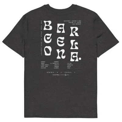 Anchor & Crew Dark Heather Grey Gustatory Barcelona Coffee Scene Organic Cotton Embroidered T-shirt - Men