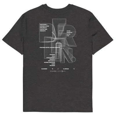 Anchor & Crew Dark Heather Grey Gustatory Berlin Coffee Scene Organic Cotton Embroidered T-shirt - Women