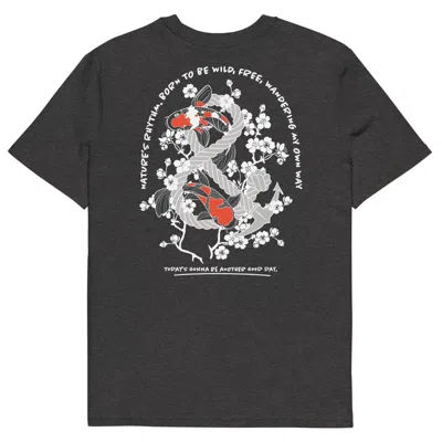 Anchor & Crew Dark Heather Grey Koi Fish Another Good Day Organic Cotton T-shirt - Women