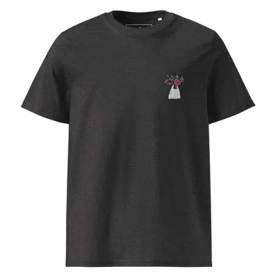 Anchor & Crew Dark Heather Grey Peony Garden Dystopia Organic Cotton Embroidered T-shirt - Women