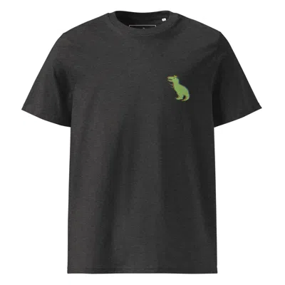 Anchor & Crew Dark Heather Grey T-rex Snap Dancin' In The Wild Organic Cotton Embroidered T-shirt - Men