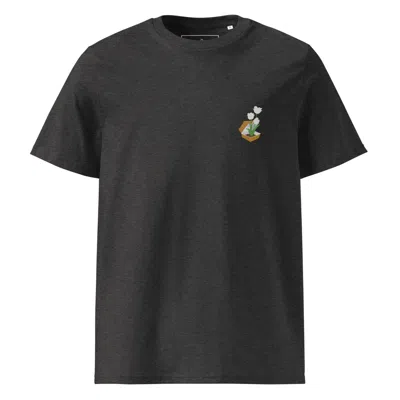 Anchor & Crew Dark Heather Grey Tulip Garden Dystopia Organic Cotton Embroidered T-shirt - Men