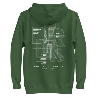 Anchor & Crew Forest Green Gustatory Berlin Coffee Scene Cotton Blend Embroidered Hoodie - Men