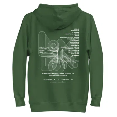 Anchor & Crew Forest Green Gustatory London Coffee Scene Cotton Blend Embroidered Hoodie - Men