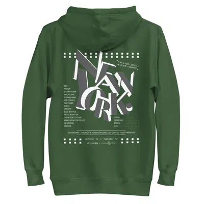 Anchor & Crew Forest Green Gustatory New York Coffee Scene Cotton Blend Embroidered Hoodie - Women