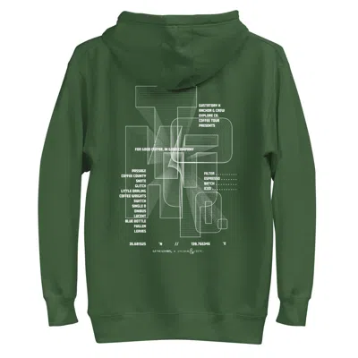 Anchor & Crew Forest Green Gustatory Tokyo Coffee Scene Cotton Blend Embroidered Hoodie - Men