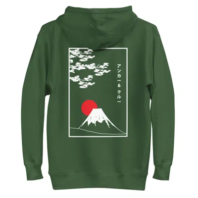 Anchor & Crew Forest Green Mount Fuji Landmark Cotton Blend Hoodie - Men