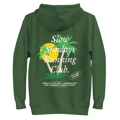 Anchor & Crew Forest Green Palm Tree Slow Sundays Running Club Cotton Blend Hoodie - Women