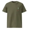 Anchor & Crew Green Khaki Daisy Garden Dystopia Organic Cotton Embroidered T-shirt - Women In Green
