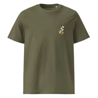 Anchor & Crew Green Khaki Tulip Garden Dystopia Organic Cotton Embroidered T-shirt - Men
