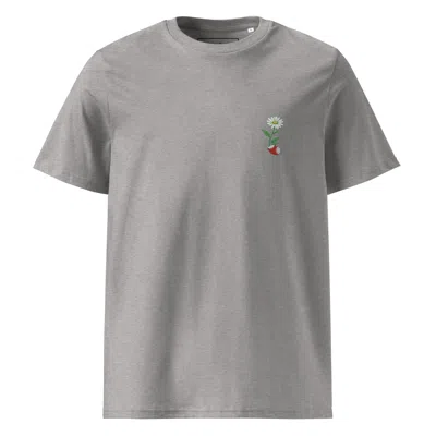 Anchor & Crew Heather Grey Daisy Garden Dystopia Organic Cotton Embroidered T-shirt - Men