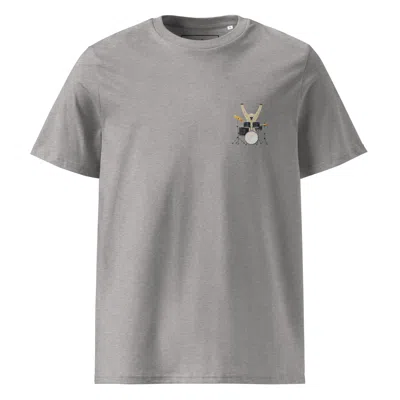 Anchor & Crew Heather Grey Drummer Monkey Organic Cotton Embroidered T-shirt - Men