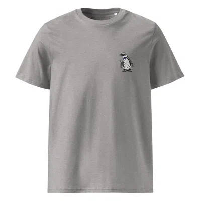 Anchor & Crew Heather Grey Penguin Suit Actual Life Organic Cotton Embroidered T-shirt - Men
