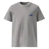 Anchor & Crew Heather Grey Shark Gone Swimming In The Wild Organic Cotton Embroidered T-shirt - Men In Grey