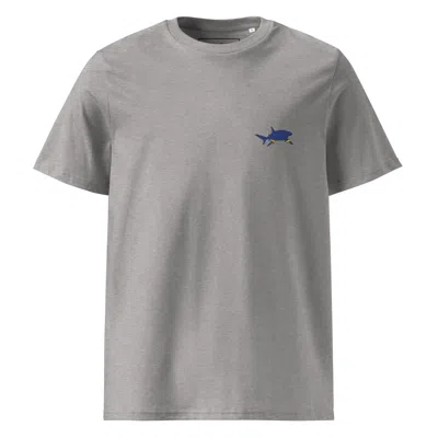 Anchor & Crew Heather Grey Shark Gone Swimming In The Wild Organic Cotton Embroidered T-shirt - Men