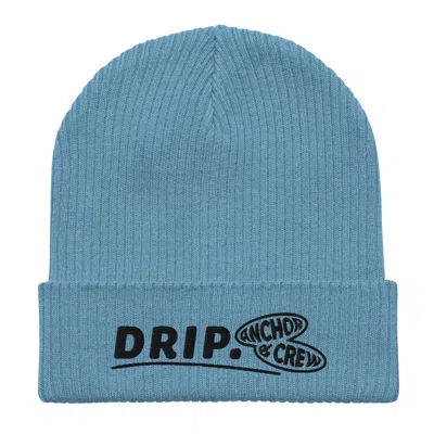 Anchor & Crew Light Blue Drip Gen. Organic Cotton Embroidered Beanie - Women