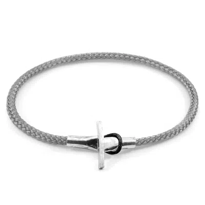 Anchor & Crew Men's Classic Grey Cambridge Silver & Rope Bracelet In Gray