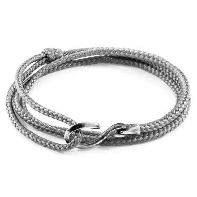 Anchor & Crew Men's Classic Grey Heysham Silver & Rope Bracelet In Metallic