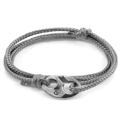 Anchor & Crew Men's Classic Grey Windsor Silver & Rope Bracelet In Gray