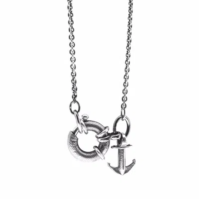 Anchor & Crew Men's Clyde Anchor Signature Silver Necklace Pendant In Metallic