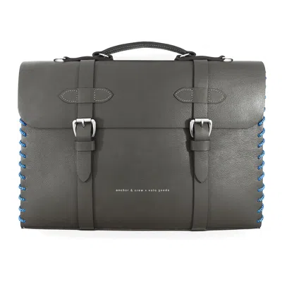 Anchor & Crew Men's Falcon Grey Rufford Leather & Rope Briefcase Small