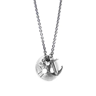 Anchor & Crew Men's Lerwick Pulley Silver Necklace Pendant In Metallic