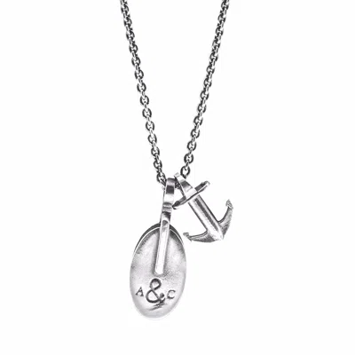 Anchor & Crew Men's London Pulley Silver Necklace Pendant In White